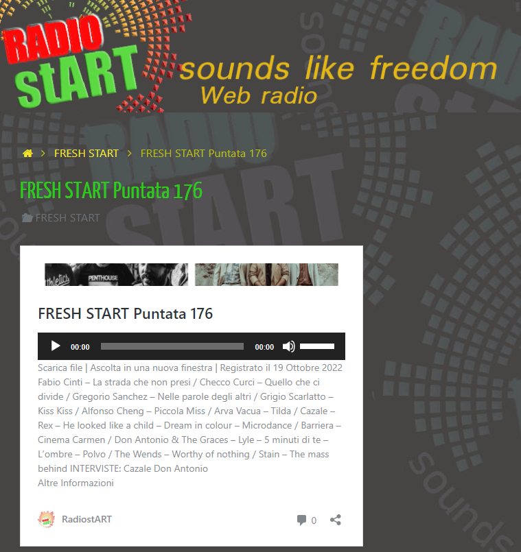 Scopri di più sull'articolo Trasmissione Fresh Start su RadiostART